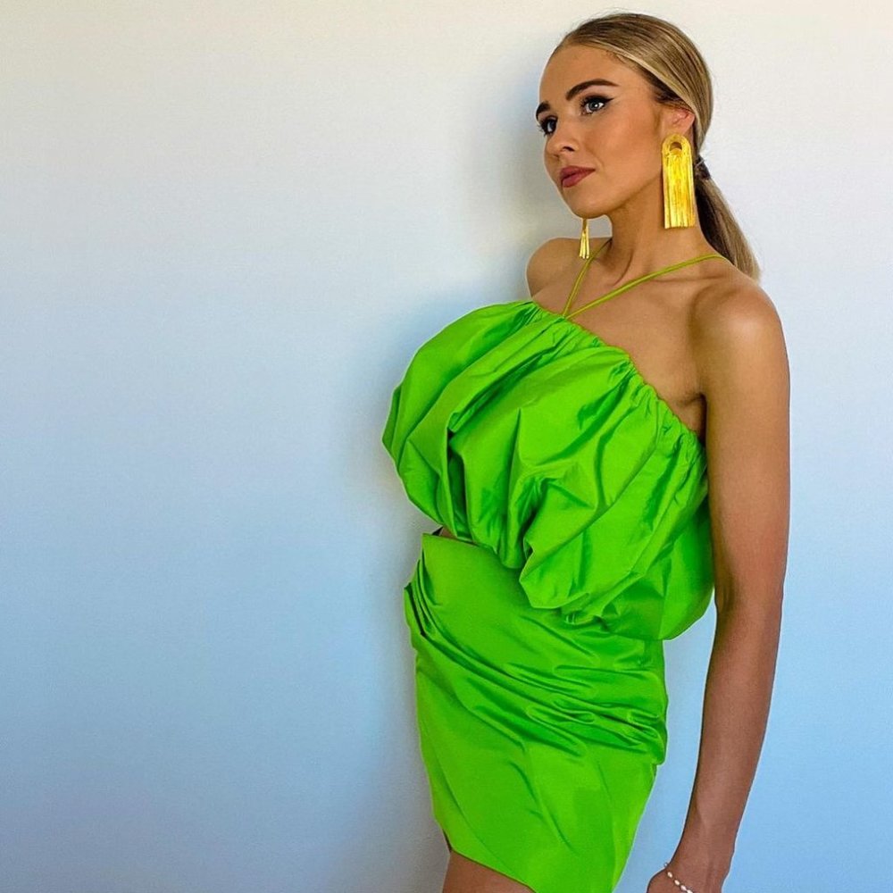 Zara Limited Edition Draped Green Mini Skirt Sz M NWT